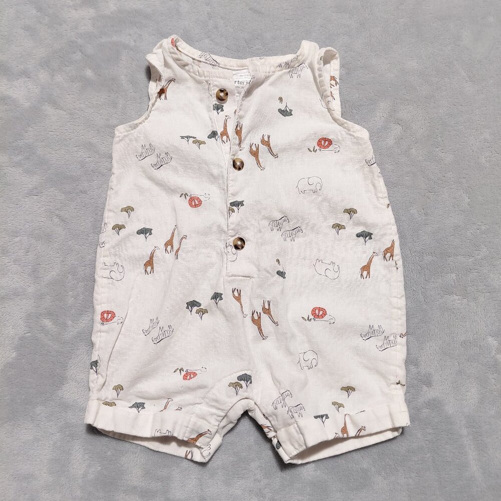 Carter's Just One You NB Jungle Animal Print Romper Lightweight Snap Bottom